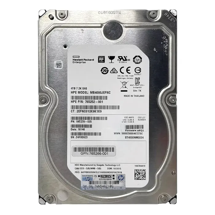 HP 765252-001 | 4TB 7200RPM SAS 12Gb/s Hot-Pluggable 3.5-Inch Midline Hard Drive for G7 ProLiant Servers Refurbished - Hewlett-Packard (ou HP en abrégé) refurbished available on Gotodirect