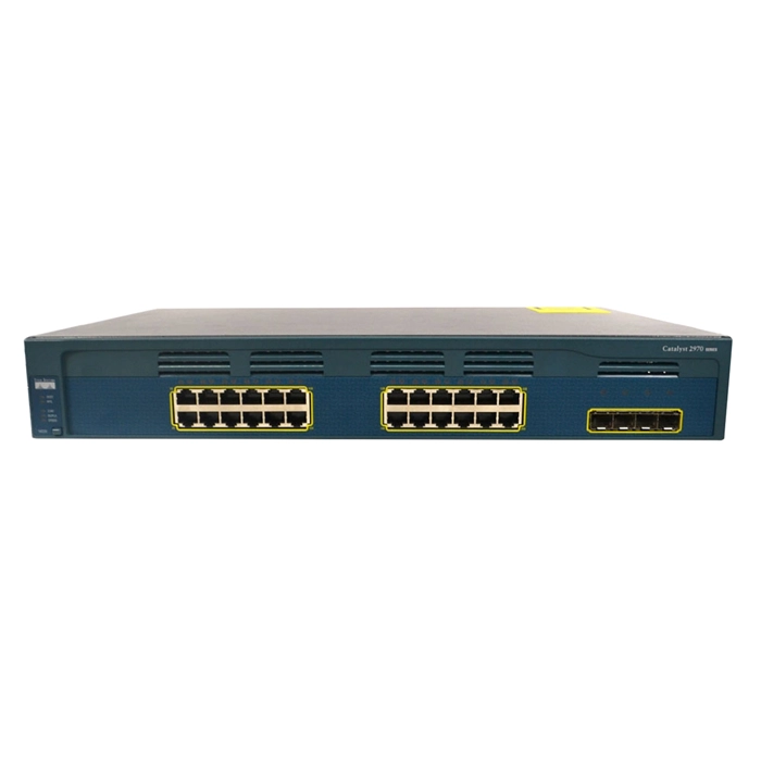 Cisco WS-C2970G-24TS-E | Catalyst 2970 Series C2970G-24TS 24 x Ports 10/100/1000Base-T + 4 x SFP Ports Layer 2 Managed 1U Rack-mountable Gigabit Ethernet Network Switch Refurbished - Cisco Systems Inc. refurbished available on Gotodirect