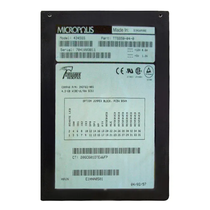 HP 242761-001 | 4GB 10000RPM Ultra Wide SCSI 512KB Cache 80-Pin 3.5-Inch Hard Drive Refurbished - Hewlett-Packard (ou HP en abrégé) refurbished available on Gotodirect