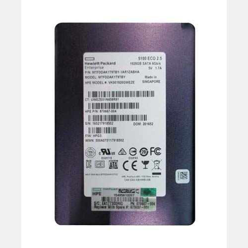 HP 875657-001 | 1.92TB MLC SATA 6Gb/s Read Intensive SFF 2.5-Inch Solid State Drive for ProLiant ML110 Gen10 Refurbished - Hewlett-Packard (ou HP en abrégé) refurbished available on Gotodirect