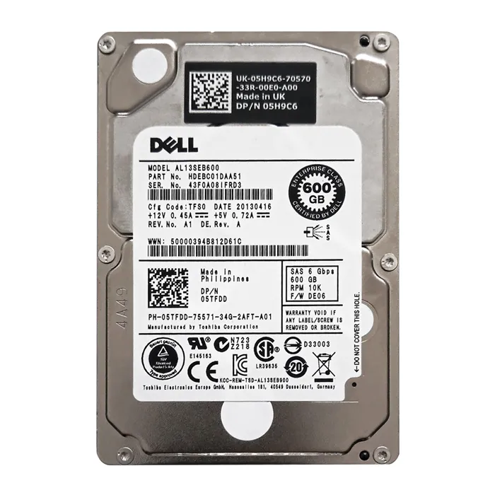 Dell 05H9C6 | 600GB 10000RPM SAS 6Gb/s Hot-Pluggable Dual Port (512n) 2.5-Inch Hard Drive for PowerEdge Server & PowerVault Storage Array Refurbished - Dell refurbished available on Gotodirect