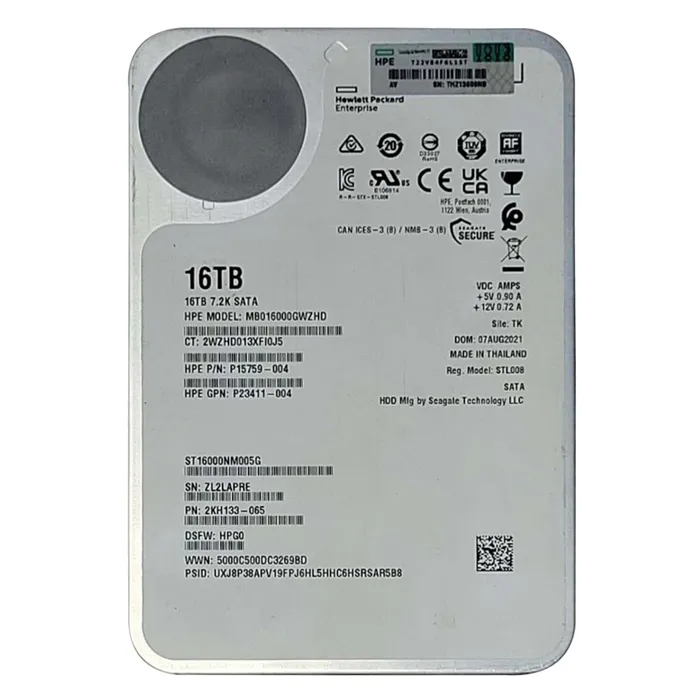 HP P15759-004 | 16TB 7200RPM SATA 6GB/s Hot-Pluggable 3.5-Inch LPc Hard Drive for ProLiant Gen8/Gen9/Gen10/Gen10+/Gen11 Servers Refurbished - Hewlett-Packard (ou HP en abrégé) refurbished available on Gotodirect