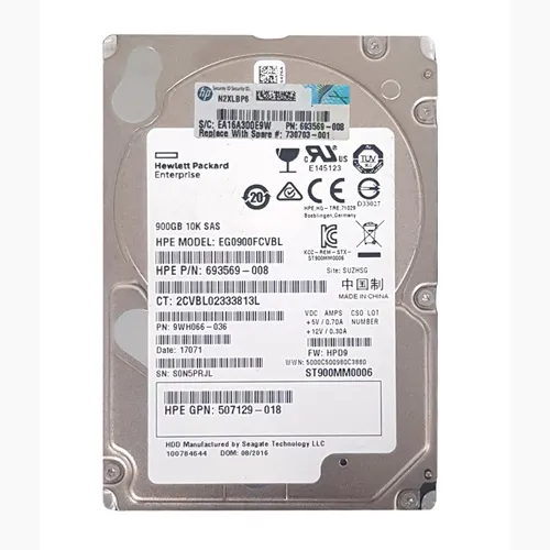 HP 693569-008 | 900GB 10000RPM SAS 6Gb/s Hot-Pluggable 2.5-Inch Enterprise Hard Drive for ProLiant Servers Refurbished - Hewlett-Packard (ou HP en abrégé) refurbished available on Gotodirect