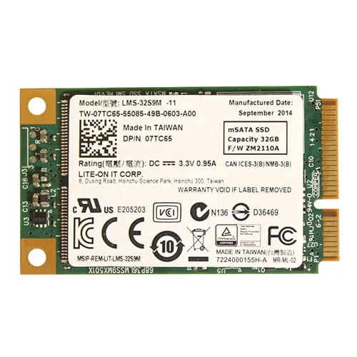Dell 07TC65 | 32GB SATA 6Gb/s mSATA 1.8-Inch Solid State Drive Refurbished - Dell refurbished available on Gotodirect