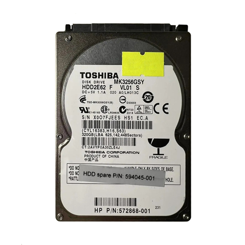 Buy HP 594045-001 | 320GB 7200RPM SATA 3Gb/s 16MB Cache 2.5-inch Hard Drive Refurbished - $207.67 HP 594045-001 | 320GB 7200RPM SATA 3Gb/s 16MB Cache 2.5-inch Hard Drive Refurbished - Hewlett-Packard (ou HP en abrégé) refurbished available on Gotodirect