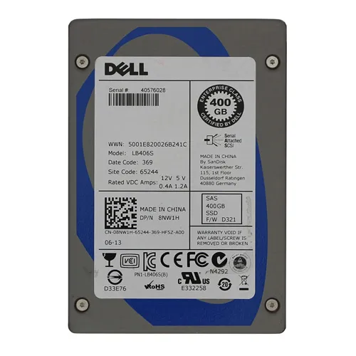 Dell 8NW1H | 400GB Single-Level Cell SAS 6Gb/s Hot-Pluggable 2.5-Inch Solid State Drive for PowerEdge Servers Refurbished - Dell refurbished available on Gotodirect