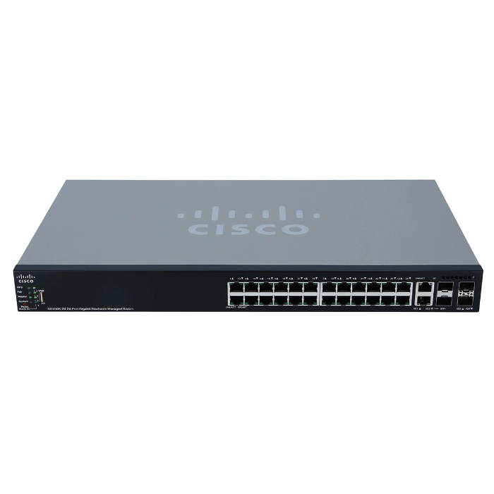 Cisco SG550X-24-K9-NA= | Small Business 500 Series SG550X-24 24 x RJ-45 Ports 10/100/1000Base-T + 4 x SFP Ports+ Layer 3 Stackable Managed Rack-Mountable Gigabit Ethernet Network Switch Refurbished - Cisco Systems Inc. refurbished available on Gotodirect