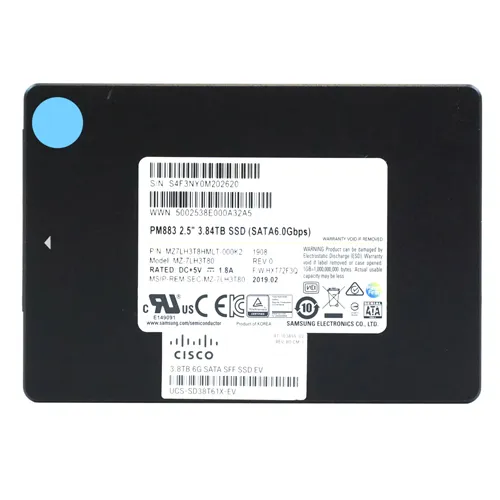 Cisco UCS-SD38T61X-EV | 3.8TB SATA 6Gb/s Hot-Swappable 2.5-Inch Enterprise Solid State Drive for UCS C240 M5 Rack Server Refurbished - Cisco Systems Inc. refurbished available on Gotodirect