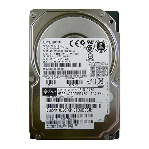 Sun 540-7151 | 146GB 10000RPM SAS 3Gb/s Hot-Pluggable 2.5-Inch Hard Drive Refurbished -  refurbished available on Gotodirect