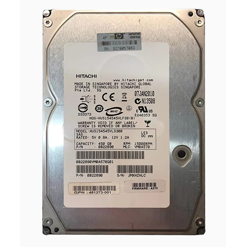 HP 481273-001 | 450GB 15000RPM SAS 3Gb/s 16MB Cache Hot-Pluggable Dual Port 3.5-inch Hard Drive for MSA2 StorageWorks Refurbished - Hewlett-Packard (ou HP en abrégé) refurbished available on Gotodirect