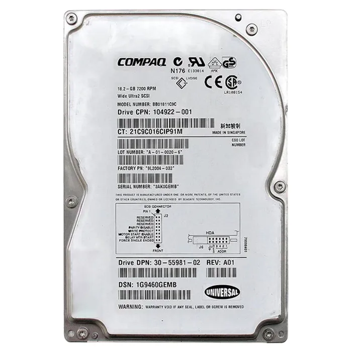 HP 30-55981-02 | 18.2GB 7200RPM Wide Ultra2 SCSI Hot-Pluggable 80-Pin 3.5-Inch Hard Drive Refurbished - Hewlett-Packard (ou HP en abrégé) refurbished available on Gotodirect