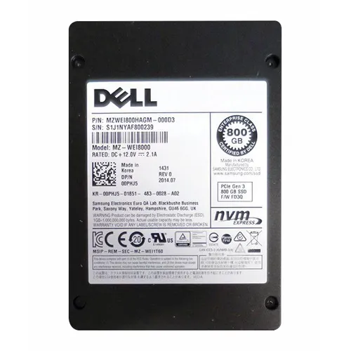 Dell 00PHJ5 | 800GB Multi-Level Cell PCI Express NVMe 3.0 2.5-Inch Solid State Drive Refurbished - Dell refurbished available on Gotodirect
