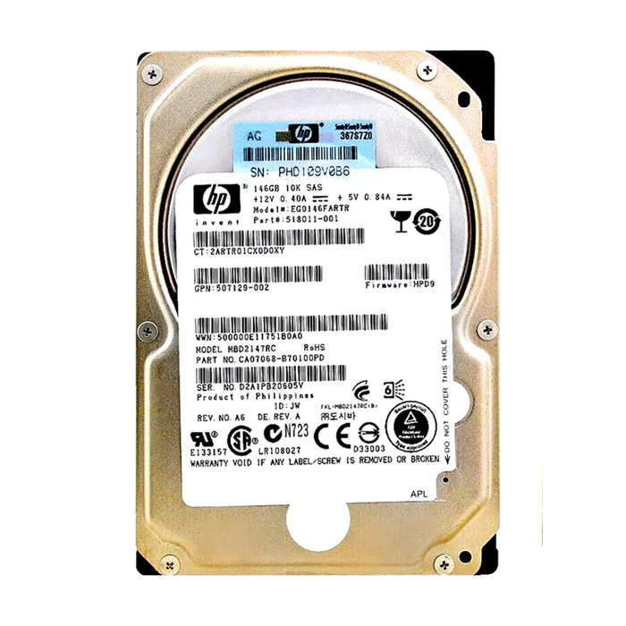 HP EG0146FARTR | 146GB 10000RPM SAS 6Gb/s SFF Hot-Pluggable Dual Port 2.5-inch Hard Drive for Gen1 to Gen7 ProLiant Server Refurbished - Hewlett-Packard (ou HP en abrégé) refurbished available on Gotodirect