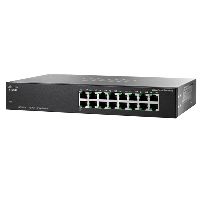 Cisco SF100-16-NA | Small Business 100 Series SF100-16 16 x 10/100Base-TX RJ-45 Ports Layer 2 Unmanaged Fast Ethernet Network Switch Refurbished - Cisco Systems Inc. refurbished available on Gotodirect