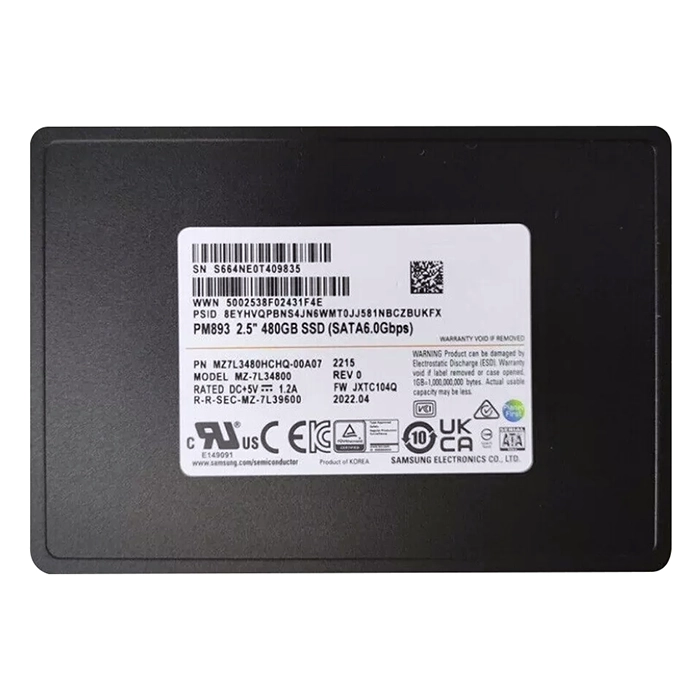 Samsung MZ-7L34800 | Enterprise PM893 Series 480GB Triple-Level Cell  SATA 6GB/s V-NAND 7mm 2.5-inch Solid State Drive Refurbished - Samsung refurbished available on Gotodirect