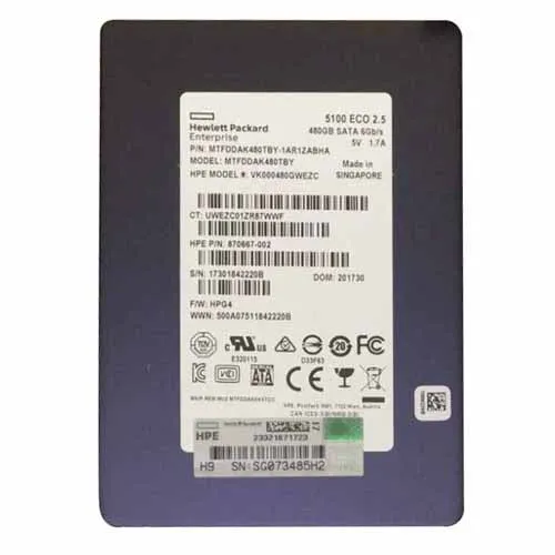 HP VK000480GWEZC | 480GB Triple-Level Cell SATA 6Gb/s Hot Swappable Read Intensive 2.5-Inch Solid State Drive for ProLiant DL360 Gen10 Refurbished - Hewlett-Packard (ou HP en abrégé) refurbished available on Gotodirect