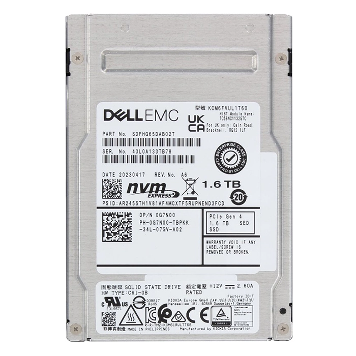 Dell G7N00 | 1.6TB PCI Express NVMe 4.0 x4 2.5-Inch Solid State Drive Refurbished - Dell refurbished available on Gotodirect