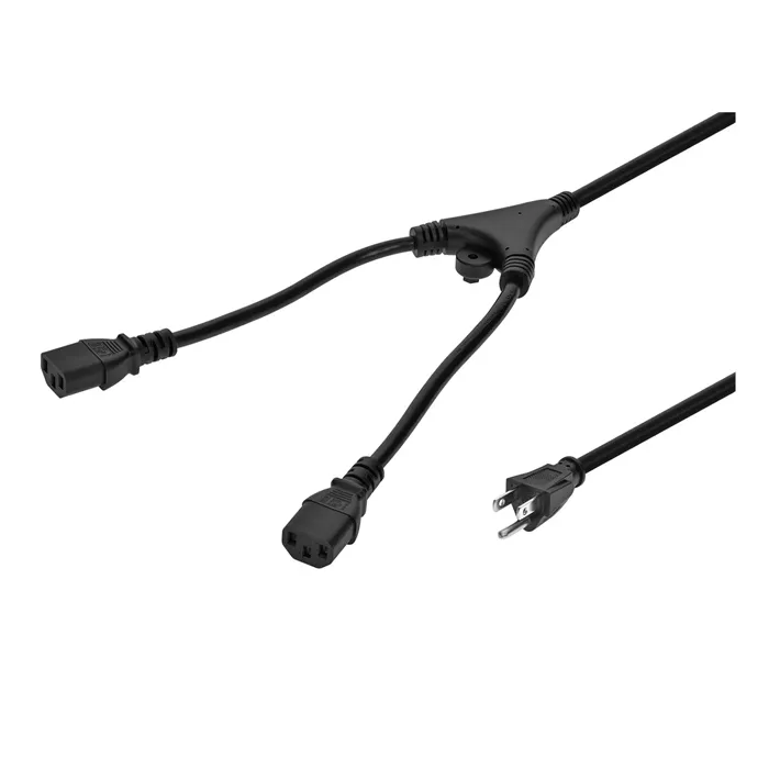 Monoprice 41089 | Power Cord Splitter NEMA 5-15P to 2x IEC 60320 C13 18AWG 10A/1250W SJT Black 3ft Refurbished -  refurbished available on Gotodirect
