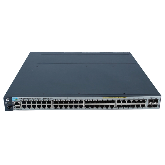 HP J9574-61201 | Aruba 3800 Series 3800-48G-PoE+-4SFP+ 48 x 10/100/1000Base-T RJ-45 PoE+ and 4 x 10GbE SFP+ Ports and 1 x Stacking Module Slot Layer 3 Managed Gigabit Ethernet Network Switch Refurbished - Hewlett-Packard (ou HP en abrégé) refurbished available on Gotodirect