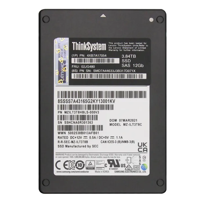 Lenovo 02JG480 | 3.84TB SAS 12Gb/s Hot Swap 2.5-Inch Internal Solid State Drive Refurbished - Lenovo refurbished available on Gotodirect