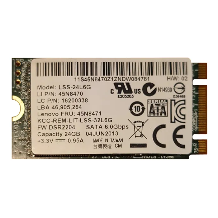 Lenovo 45N8471 | 24GB Multi-Level Cell SATA 6Gb/s M.2 2242 Solid State Drive for ThinkPad S531 Refurbished - Lenovo refurbished available on Gotodirect