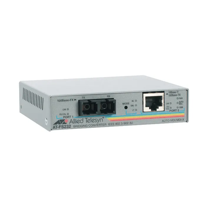 Allied Telesis AT-FS232-30 | 10/100TX (RJ-45) to 100FX (SC) 2-Port Unmanaged Switch with Enhanced Missing Link Refurbished -  refurbished available on Gotodirect