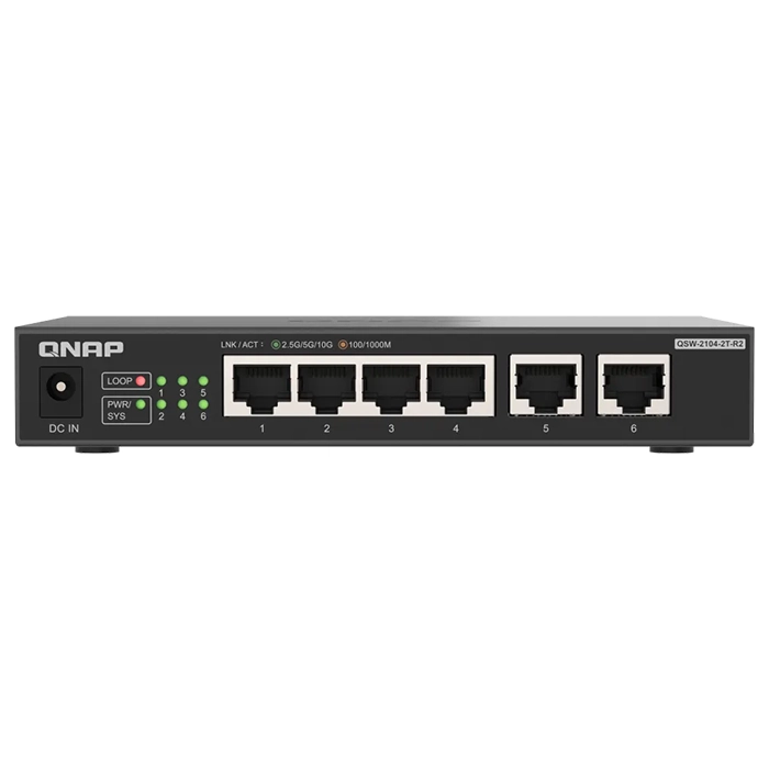 QNAP QSW-2104-2T-R2-US | QSW-2104-2T-R2 6-Ports Multi-Gigabit 2.5GbE/ 10GbE Unmanaged Network Switch Refurbished - QNAP refurbished available on Gotodirect