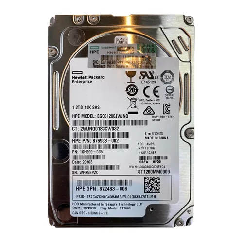 HP 872483-006 | 1.2TB 10000RPM SAS 12Gb/s Hot-Pluggable SFF 2.5-inch Hard Drive for ProLiant Server Refurbished - Hewlett-Packard (ou HP en abrégé) refurbished available on Gotodirect