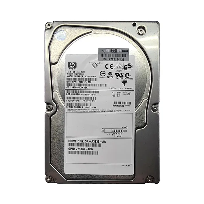 HP 3R-A3835-AA | 146GB 10000RPM Ultra320 SCSI Hot-Pluggable LVD 80-Pin 3.5-inch Hard Drive Refurbished - Hewlett-Packard (ou HP en abrégé) refurbished available on Gotodirect