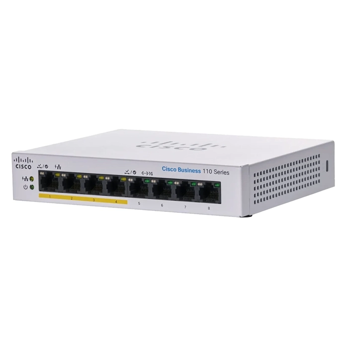 Cisco CBS110-8PP-D-NA | Business 110 Series CBS110-8PP 4 x Ports 10/100/1000Base-T + 4 x Ports PoE 1000Base-T Layer 2 Unmanaged Desktop Gigabit Ethernet Network Switch Refurbished - Cisco Systems Inc. refurbished available on Gotodirect