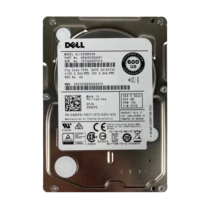 Dell 0990FD | 600GB 15000RPM SAS 6Gb/s Hot-Pluggable 64MB Cache 2.5-Inch Hard Drive for PowerEdge Server & PowerVault Storage Array Refurbished - Dell refurbished available on Gotodirect