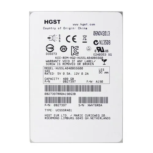 HGST 0B27397 | Ultrastar SSD400S.B Series 400GB Single-Level Cell SAS 6Gb/s 2.5-inch Solid State Drive Refurbished - HGST (a subsidiary of Western Digital) refurbished available on Gotodirect