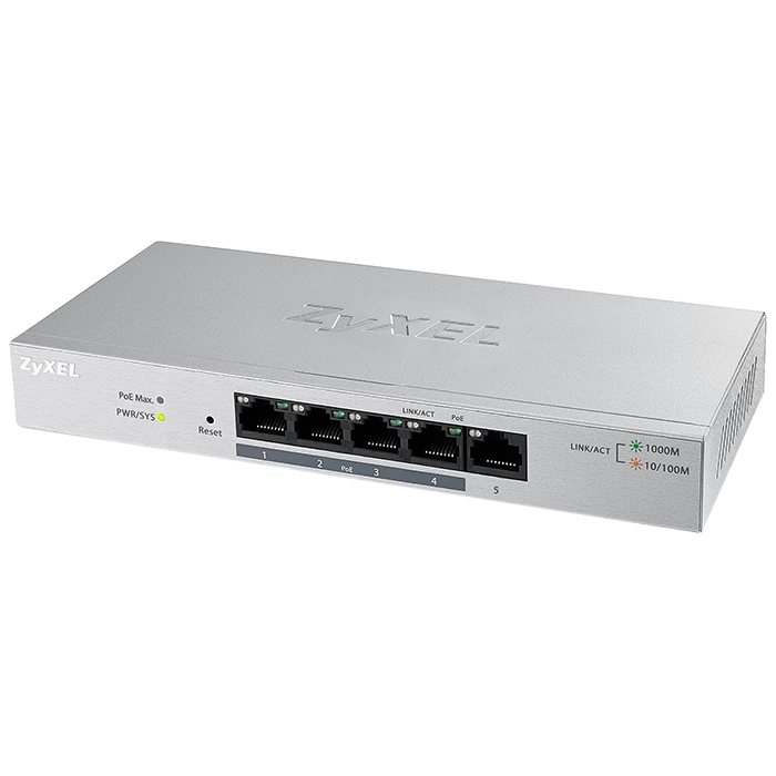 ZyXEL GS1200-5HP | 5-Ports Gigabit Ethernet Web-Managed PoE Switch Refurbished - Zyxel refurbished available on Gotodirect