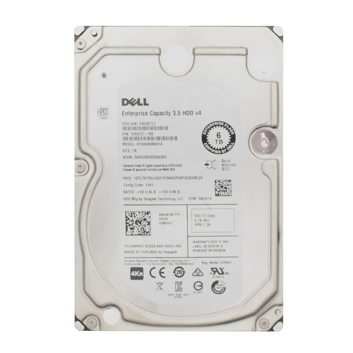 Dell 0VRKN7 | 6TB 7200RPM SAS 12Gb/s Hot-Pluggable (512e) 3.5-Inch Nearline Hard Drive for PowerEdge Server & PowerVault Storage Array Refurbished - Dell refurbished available on Gotodirect
