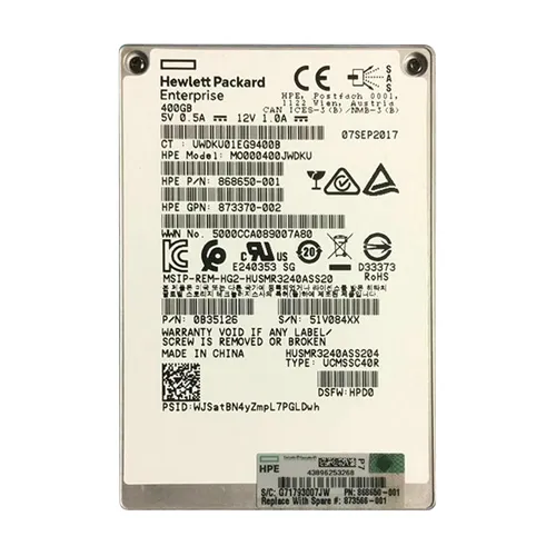Buy HP 868650-001 | 400GB SAS 12Gb/s Mixed Use 2.5-inch Solid State Drive Refurbished - $287.78 HP 868650-001 | 400GB SAS 12Gb/s Mixed Use 2.5-inch Solid State Drive Refurbished - Hewlett-Packard (ou HP en abrégé) refurbished available on Gotodirect