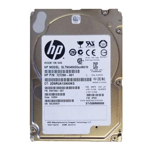 HP 727290-001 | 450GB 10000RPM SAS 6Gb/s 2.5-Inch Hard Drive for M6710 Refurbished - Hewlett-Packard (ou HP en abrégé) refurbished available on Gotodirect