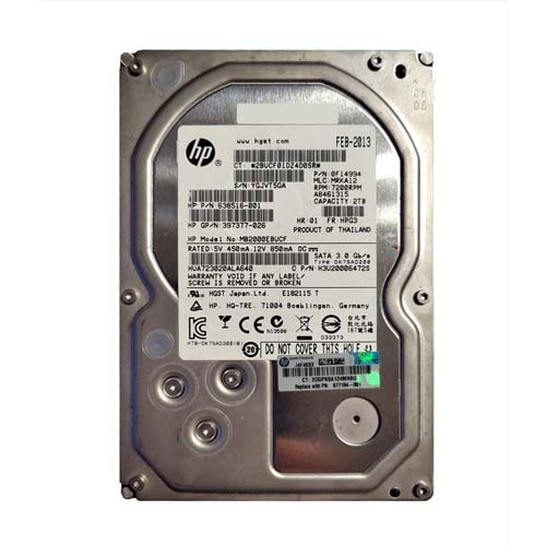 HP MB2000EBUCF | 2TB 7200RPM SATA 3Gb/s Hot-Swappable 3.5-Inch Midline Hard Drive for ProLiant Servers Refurbished - Hewlett-Packard (ou HP en abrégé) refurbished available on Gotodirect
