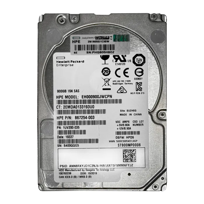 HP 867254-003 | 900GB 15000RPM SAS 12GB/s Hot-Pluggable SFF 2.5-Inch Hard Drive for ProLiant Gen10/Gen10+/Gen11 Servers Refurbished - Hewlett-Packard (ou HP en abrégé) refurbished available on Gotodirect