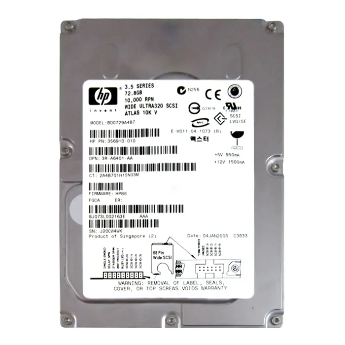 Buy HP 356910-010 | 72.8GB 10000RPM Ultra320 SCSI 68-Pin 3.5-Inch Hard Drive Refurbished - $598.24 HP 356910-010 | 72.8GB 10000RPM Ultra320 SCSI 68-Pin 3.5-Inch Hard Drive Refurbished - Hewlett-Packard (ou HP en abrégé) refurbished available on Gotodirect