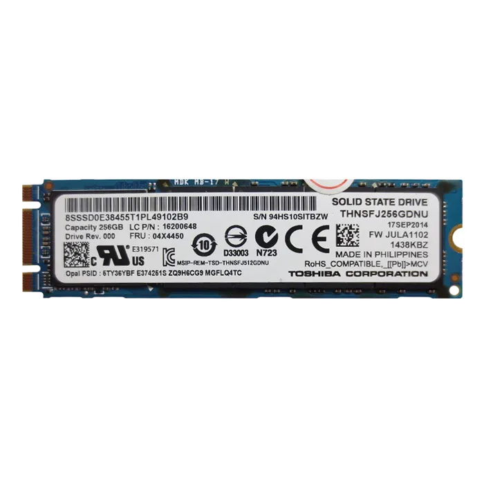 Lenovo 04X4450 | 256GB Multi-Level Cell SATA 6Gb/s M.2 2280 Solid State Drive for ThinkPad X1 Carbon Refurbished - Lenovo refurbished available on Gotodirect