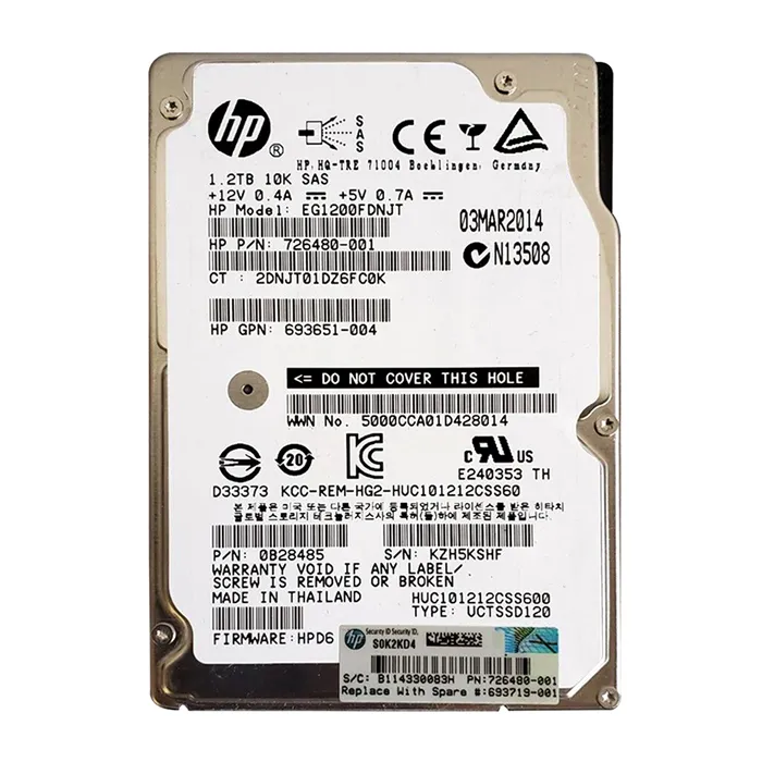 HP 693651-004 | 1.2TB 10000RPM SAS 6Gb/s 64MB Cache Hot-Pluggable SFF 2.5-inch Enterprise Hard Drive for Gen8/9 ProLiant Server Refurbished - Hewlett-Packard (ou HP en abrégé) refurbished available on Gotodirect
