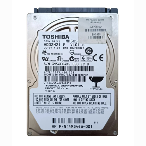 HP 506776-001 | 500GB 5400RPM SATA 1.5Gb/s 16MB Cache 2.5-inch Hard Drive Refurbished - Hewlett-Packard (ou HP en abrégé) refurbished available on Gotodirect