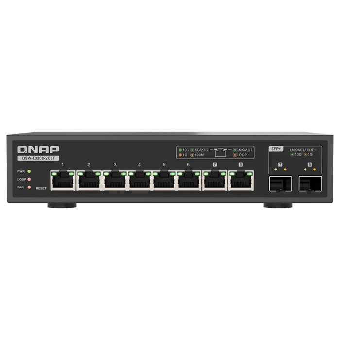 Buy QNAP QSW-L3208-2C6T-US | 6-Ports 10GbE Multi-Gig RJ45 with 2x 10GbE SFP+/RJ45 Combo Ports Managed Network Switch Refurbished - $756.15 QNAP QSW-L3208-2C6T-US | 6-Ports 10GbE Multi-Gig RJ45 with 2x 10GbE SFP+/RJ45 Combo Ports Managed Network Switch Refurbished - QNAP refurbished available on Gotodirect