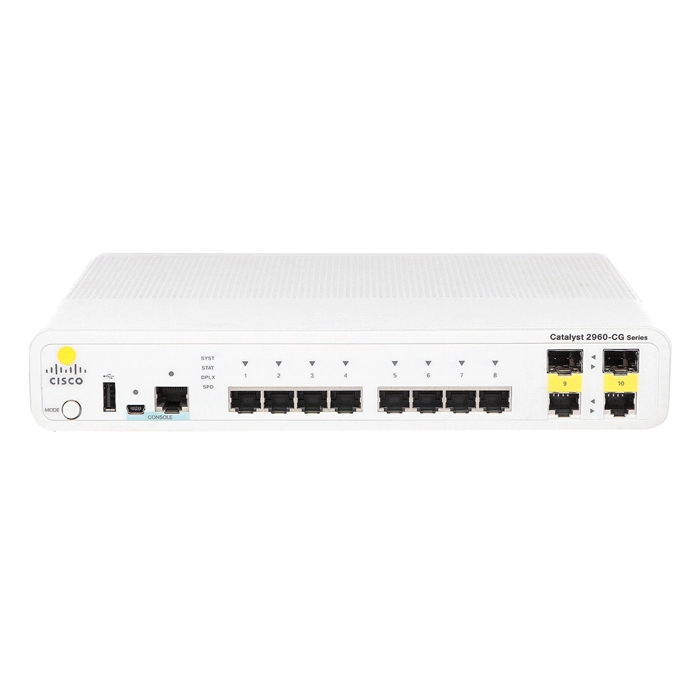 Cisco WS-C2960CG-8TC-L | Catalyst 2960C Series 2960CG-8TC 8 x 10/100/1000Base-T RJ-45 and 2 x 1G RJ45/SFP Dual Purpose Uplink Ports Layer 2 Managed Gigabit Ethernet Network Switch Refurbished - Cisco Systems Inc. refurbished available on Gotodirect
