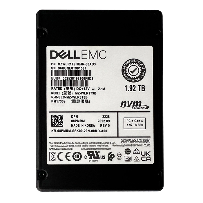 Dell 8PMRM | 1.92TB Triple-Level Cell PCI Express NVMe 4.0 Read Intensive 2.5-Inch Solid State Drive for PowerEdge Server Refurbished - Dell refurbished available on Gotodirect