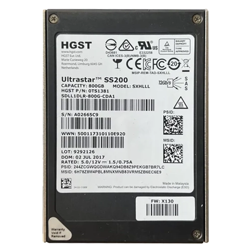 HGST 0TS1381 | Ultrastar SS200 800GB Multi-Level Cell SAS 12Gb/s Mixed Use (SED/TCG Encryption) 2.5-Inch Solid State Drive Refurbished - HGST (a subsidiary of Western Digital) refurbished available on Gotodirect