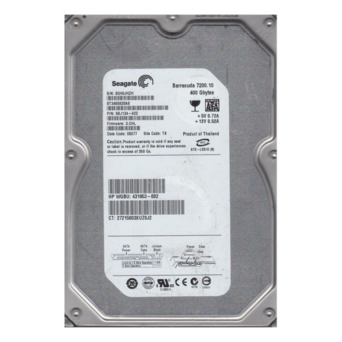 HP 431953-002 | 400GB 7200RPM SATA 3Gb/s 8MB Cache 3.5-Inch Hard Drive Refurbished - Hewlett-Packard (ou HP en abrégé) refurbished available on Gotodirect