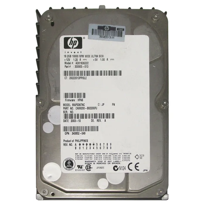 HP 340852-049 | 18GB 10000RPM Ultra2 Wide SCSI 3.5-Inch 1MB Cache Hard Drive Refurbished - Hewlett-Packard (ou HP en abrégé) refurbished available on Gotodirect