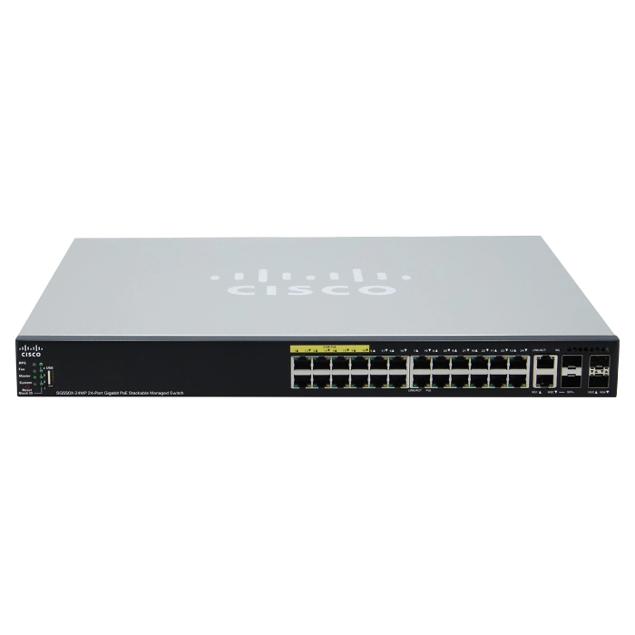 Cisco SG550X-24MP-K9 | Small Business 550X SG550X-24MP 24 x RJ-45 Ports PoE+ 1000Base-T + 2 x Combo RJ-45/SFP+ Ports + 2 x SFP+ Ports Layer 3 Managed Stackable Rack-Mountable Gigabit Ethernet Network Switch Refurbished - Cisco Systems Inc. refurbished available on Gotodirect