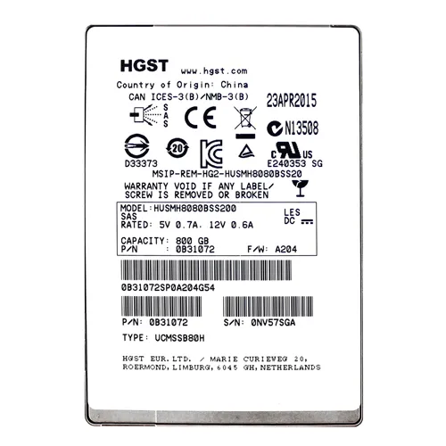 HGST HUSMH8080BSS200 | Ultrastar SSD800MH.B Series 800GB Multi-Level Cell SAS 12Gb/s High Endurance (Crypto Sanitize) 2.5-Inch Solid State Drive Refurbished - HGST (a subsidiary of Western Digital) refurbished available on Gotodirect